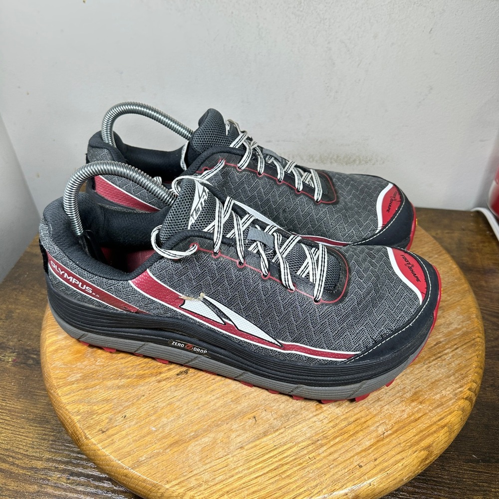 Altra Olympus 2.0 Mens Trail Running Shoes Gray Red Vibram Zero Drop A1655-1 10
